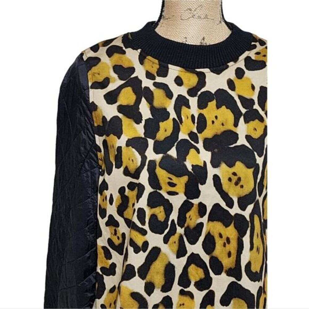 TELA Lieve Multi Leopard Print Pullover‎ Quilted Jacket Size Medium - Picture 3 of 12